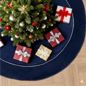 Festive Holiday Tree Skirt navy blue velvet